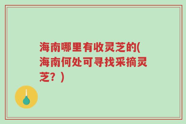 海南哪里有收灵芝的(海南何处可寻找采摘灵芝?)-第1张图片-超越 海南哪里有收灵芝的(海南何处可寻找采摘灵芝?)-第1张图片-超越