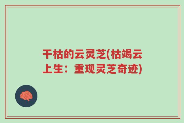 干枯的云灵芝(枯竭云上生:重现灵芝奇迹)-第1张图片-超越 干枯的云灵芝(枯竭云上生:重现灵芝奇迹)-第1张图片-超越