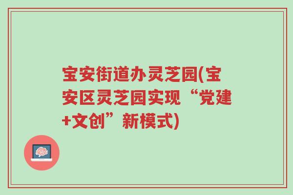 宝安街道办灵芝园(宝安区灵芝园实现“党建+文创”新模式)-第1张图片-超越
