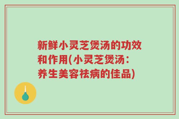 新鲜小灵芝煲汤的功效和作用(小灵芝煲汤:养生美容祛病的佳品)-第1张图片-超越 新鲜小灵芝煲汤的功效和作用(小灵芝煲汤:养生美容祛病的佳品)-第1张图片-超越