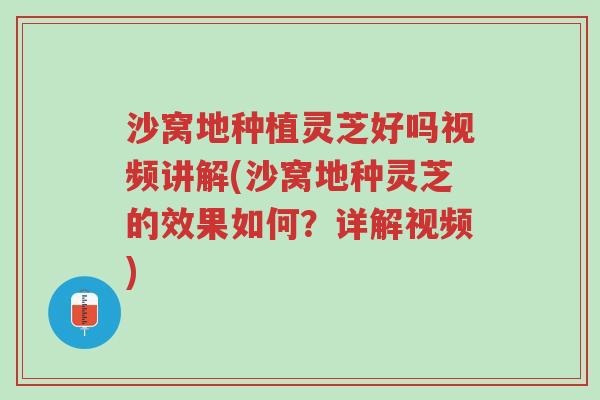 沙窝地种植灵芝好吗视频讲解(沙窝地种灵芝的效果如何?详解视频)-第1张图片-超越 沙窝地种植灵芝好吗视频讲解(沙窝地种灵芝的效果如何?详解视频)-第1张图片-超越