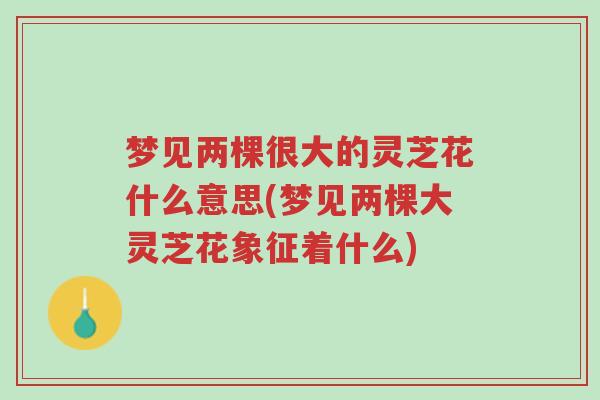 梦见两棵很大的灵芝花什么意思(梦见两棵大灵芝花象征着什么)-第1张图片-超越