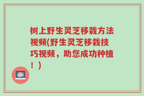 树上野生灵芝移栽方法视频(野生灵芝移栽技巧视频,助您成功种植!)-第1张图片-超越 树上野生灵芝移栽方法视频(野生灵芝移栽技巧视频,助您成功种植!)-第1张图片-超越