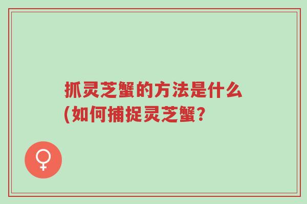 抓灵芝蟹的方法是什么(如何捕捉灵芝蟹?-第1张图片-超越 抓灵芝蟹的方法是什么(如何捕捉灵芝蟹?-第1张图片-超越