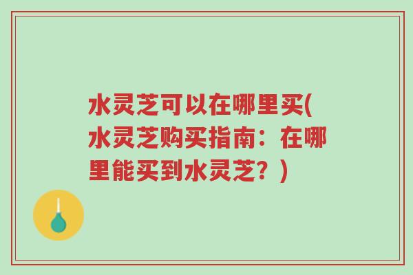 水灵芝可以在哪里买(水灵芝购买指南:在哪里能买到水灵芝?)-第1张图片-超越 水灵芝可以在哪里买(水灵芝购买指南:在哪里能买到水灵芝?)-第1张图片-超越