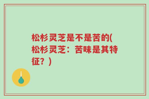 松杉灵芝是不是苦的(松杉灵芝：苦味是其特征？)-第1张图片-超越