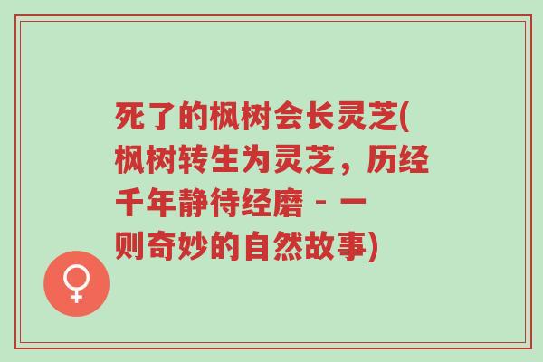 死了的枫树会长灵芝(枫树转生为灵芝,历经千年静待经磨 - 一则奇妙的自然故事)-第1张图片-超越 死了的枫树会长灵芝(枫树转生为灵芝,历经千年静待经磨 - 一则奇妙的自然故事)-第1张图片-超越