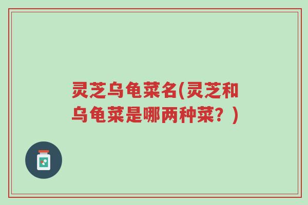灵芝乌龟菜名(灵芝和乌龟菜是哪两种菜?)-第1张图片-超越 灵芝乌龟菜名(灵芝和乌龟菜是哪两种菜?)-第1张图片-超越