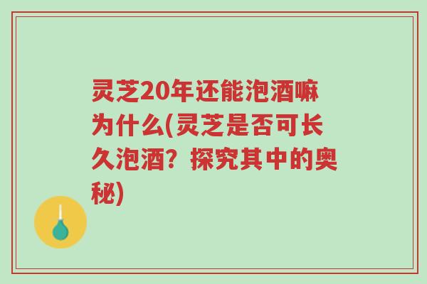 灵芝20年还能泡酒嘛为什么(灵芝是否可长久泡酒?探究其中的奥秘)-第1张图片-超越 灵芝20年还能泡酒嘛为什么(灵芝是否可长久泡酒?探究其中的奥秘)-第1张图片-超越