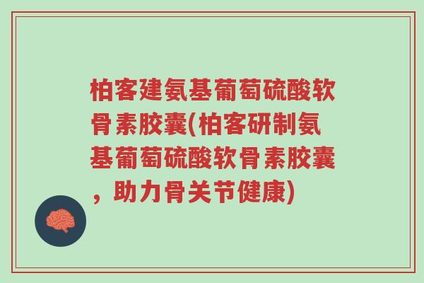 柏客建氨基葡萄硫酸软骨素胶囊(柏客研制氨基葡萄硫酸软骨素胶囊,助力骨关节健康)-第1张图片-超越 柏客建氨基葡萄硫酸软骨素胶囊(柏客研制氨基葡萄硫酸软骨素胶囊,助力骨关节健康)-第1张图片-超越