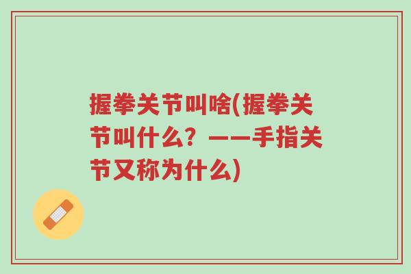 握拳关节叫啥(握拳关节叫什么?——手指关节又称为什么)-第1张图片-超越 握拳关节叫啥(握拳关节叫什么?——手指关节又称为什么)-第1张图片-超越