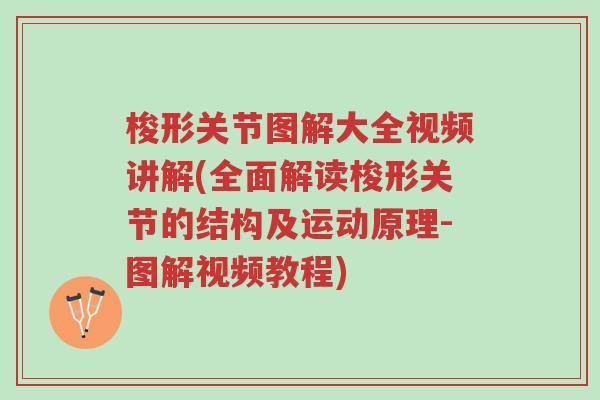 梭形关节图解大全视频讲解(全面解读梭形关节的结构及运动原理-图解视频教程)-第1张图片-超越 梭形关节图解大全视频讲解(全面解读梭形关节的结构及运动原理-图解视频教程)-第1张图片-超越