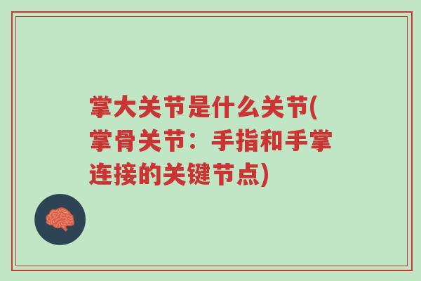 掌大关节是什么关节(掌骨关节:手指和手掌连接的关键节点)-第1张图片-超越 掌大关节是什么关节(掌骨关节:手指和手掌连接的关键节点)-第1张图片-超越