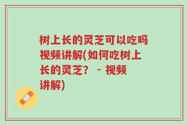 树上长的灵芝可以吃吗视频讲解(如何吃树上长的灵芝? - 视频讲解)-第1张图片-超越 树上长的灵芝可以吃吗视频讲解(如何吃树上长的灵芝? - 视频讲解)-第1张图片-超越