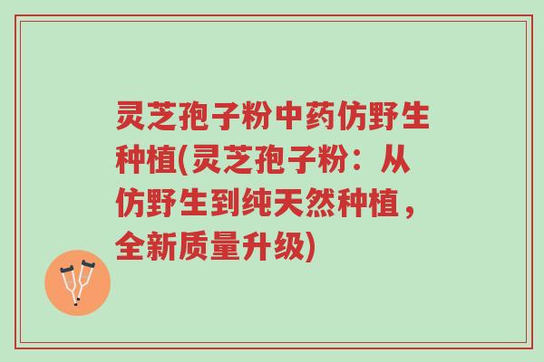 灵芝孢子粉中药仿野生种植(灵芝孢子粉：从仿野生到纯天然种植，全新质量升级)-第1张图片-超越