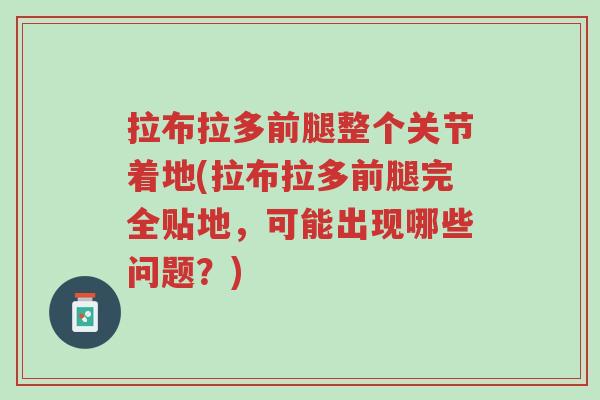 拉布拉多前腿整个关节着地(拉布拉多前腿完全贴地,可能出现哪些问题?)-第1张图片-超越 拉布拉多前腿整个关节着地(拉布拉多前腿完全贴地,可能出现哪些问题?)-第1张图片-超越