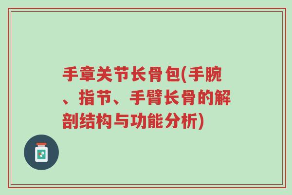 手章关节长骨包(手腕、指节、手臂长骨的解剖结构与功能分析)-第1张图片-超越 手章关节长骨包(手腕、指节、手臂长骨的解剖结构与功能分析)-第1张图片-超越