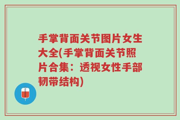手掌背面关节图片女生大全(手掌背面关节照片合集:透视女性手部韧带结构)-第1张图片-超越 手掌背面关节图片女生大全(手掌背面关节照片合集:透视女性手部韧带结构)-第1张图片-超越