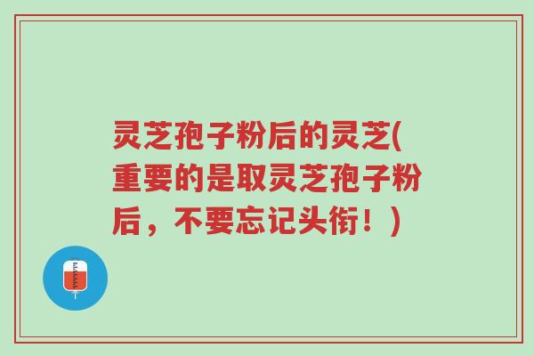 灵芝孢子粉后的灵芝(重要的是取灵芝孢子粉后，不要忘记头衔！)-第1张图片-超越