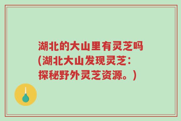 湖北的大山里有灵芝吗(湖北大山发现灵芝:探秘野外灵芝资源。)-第1张图片-超越 湖北的大山里有灵芝吗(湖北大山发现灵芝:探秘野外灵芝资源。)-第1张图片-超越