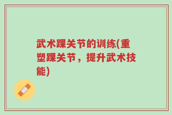 武术踝关节的训练(重塑踝关节,提升武术技能)-第1张图片-超越 武术踝关节的训练(重塑踝关节,提升武术技能)-第1张图片-超越