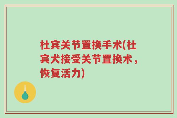 杜宾关节置换手术(杜宾犬接受关节置换术，恢复活力)-第1张图片-超越