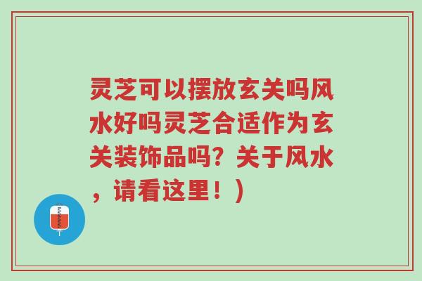灵芝可以摆放玄关吗风水好吗灵芝合适作为玄关装饰品吗?关于风水,请看这里!)-第1张图片-超越 灵芝可以摆放玄关吗风水好吗灵芝合适作为玄关装饰品吗?关于风水,请看这里!)-第1张图片-超越