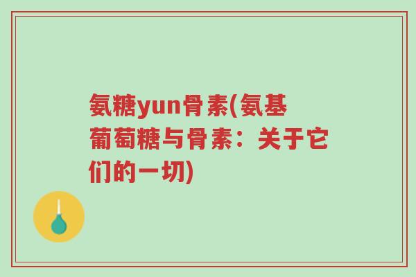 氨糖yun骨素(氨基葡萄糖与骨素:关于它们的一切)-第1张图片-超越 氨糖yun骨素(氨基葡萄糖与骨素:关于它们的一切)-第1张图片-超越