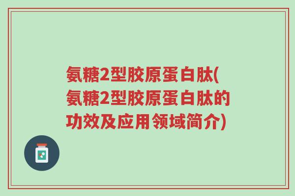 氨糖2型胶原蛋白肽(氨糖2型胶原蛋白肽的功效及应用领域简介)-第1张图片-超越 氨糖2型胶原蛋白肽(氨糖2型胶原蛋白肽的功效及应用领域简介)-第1张图片-超越