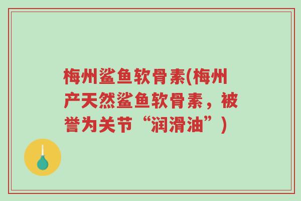 梅州鲨鱼软骨素(梅州产天然鲨鱼软骨素，被誉为关节“润滑油”)-第1张图片-超越