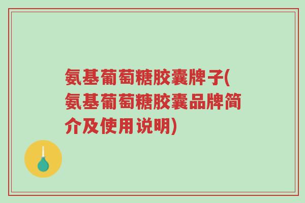氨基葡萄糖胶囊牌子(氨基葡萄糖胶囊品牌简介及使用说明)-第1张图片-超越 氨基葡萄糖胶囊牌子(氨基葡萄糖胶囊品牌简介及使用说明)-第1张图片-超越