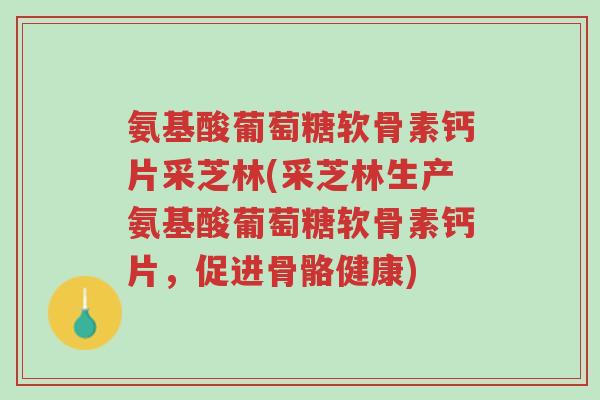 氨基酸葡萄糖软骨素钙片采芝林(采芝林生产氨基酸葡萄糖软骨素钙片,促进骨骼健康)-第1张图片-超越 氨基酸葡萄糖软骨素钙片采芝林(采芝林生产氨基酸葡萄糖软骨素钙片,促进骨骼健康)-第1张图片-超越