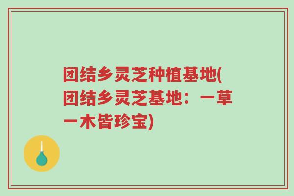 团结乡灵芝种植基地(团结乡灵芝基地:一草一木皆珍宝)-第1张图片-超越 团结乡灵芝种植基地(团结乡灵芝基地:一草一木皆珍宝)-第1张图片-超越