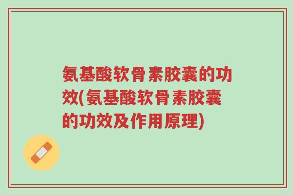 氨基酸软骨素胶囊的功效(氨基酸软骨素胶囊的功效及作用原理)-第1张图片-超越 氨基酸软骨素胶囊的功效(氨基酸软骨素胶囊的功效及作用原理)-第1张图片-超越