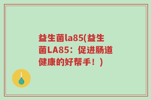 益生菌la85(益生菌LA85:促进肠道健康的好帮手!)-第1张图片-超越 益生菌la85(益生菌LA85:促进肠道健康的好帮手!)-第1张图片-超越