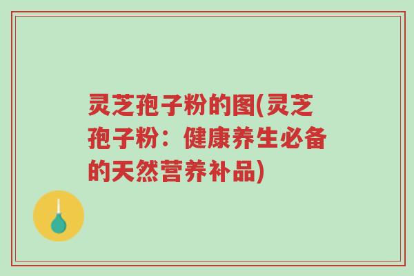灵芝孢子粉的图(灵芝孢子粉:健康养生必备的天然营养补品)-第1张图片-超越 灵芝孢子粉的图(灵芝孢子粉:健康养生必备的天然营养补品)-第1张图片-超越