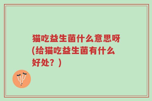 猫吃益生菌什么意思呀(给猫吃益生菌有什么好处?)-第1张图片-超越 猫吃益生菌什么意思呀(给猫吃益生菌有什么好处?)-第1张图片-超越