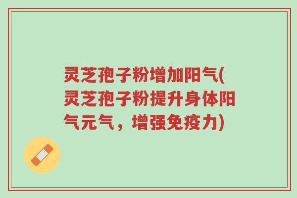 灵芝孢子粉增加阳气(灵芝孢子粉提升身体阳气元气,增强免疫力)-第1张图片-超越 灵芝孢子粉增加阳气(灵芝孢子粉提升身体阳气元气,增强免疫力)-第1张图片-超越