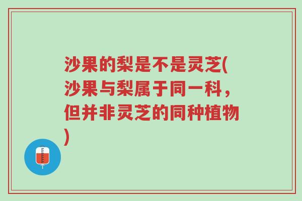 沙果的梨是不是灵芝(沙果与梨属于同一科,但并非灵芝的同种植物)-第1张图片-超越 沙果的梨是不是灵芝(沙果与梨属于同一科,但并非灵芝的同种植物)-第1张图片-超越