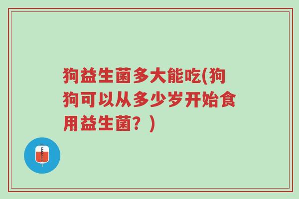 狗益生菌多大能吃(狗狗可以从多少岁开始食用益生菌?)-第1张图片-超越 狗益生菌多大能吃(狗狗可以从多少岁开始食用益生菌?)-第1张图片-超越