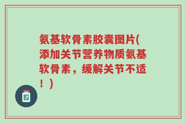 氨基软骨素胶囊图片(添加关节营养物质氨基软骨素,缓解关节不适!)-第1张图片-超越 氨基软骨素胶囊图片(添加关节营养物质氨基软骨素,缓解关节不适!)-第1张图片-超越