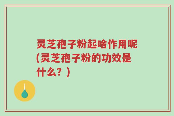 灵芝孢子粉起啥作用呢(灵芝孢子粉的功效是什么？)-第1张图片-超越