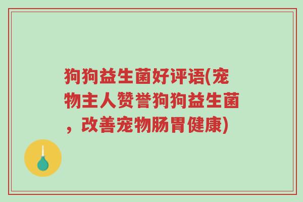 狗狗益生菌好评语(宠物主人赞誉狗狗益生菌,改善宠物肠胃健康)-第1张图片-超越 狗狗益生菌好评语(宠物主人赞誉狗狗益生菌,改善宠物肠胃健康)-第1张图片-超越
