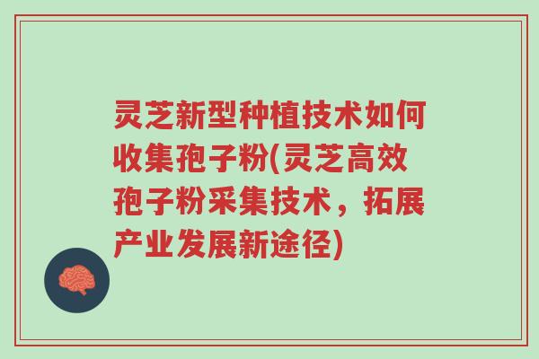 灵芝新型种植技术如何收集孢子粉(灵芝高效孢子粉采集技术,拓展产业发展新途径)-第1张图片-超越 灵芝新型种植技术如何收集孢子粉(灵芝高效孢子粉采集技术,拓展产业发展新途径)-第1张图片-超越
