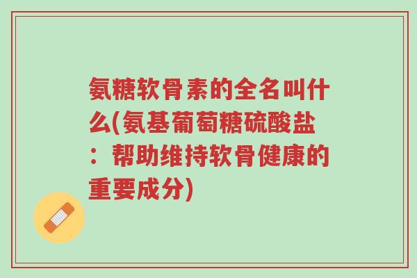氨糖软骨素的全名叫什么(氨基葡萄糖硫酸盐:帮助维持软骨健康的重要成分)-第1张图片-超越 氨糖软骨素的全名叫什么(氨基葡萄糖硫酸盐:帮助维持软骨健康的重要成分)-第1张图片-超越