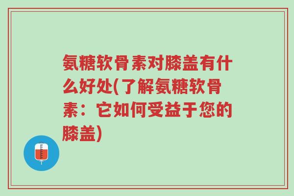 氨糖软骨素对膝盖有什么好处(了解氨糖软骨素:它如何受益于您的膝盖)-第1张图片-超越 氨糖软骨素对膝盖有什么好处(了解氨糖软骨素:它如何受益于您的膝盖)-第1张图片-超越