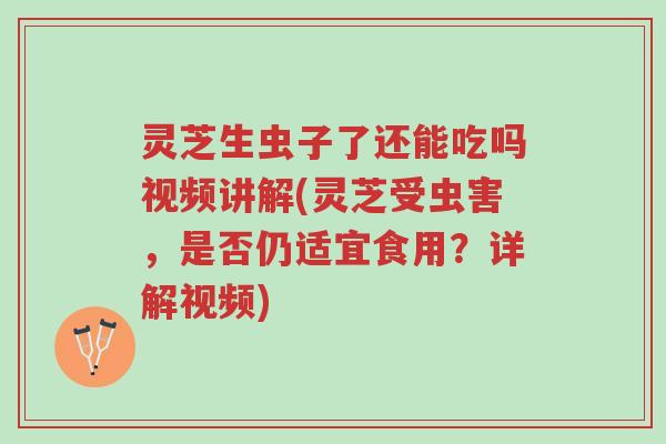 灵芝生虫子了还能吃吗视频讲解(灵芝受虫害,是否仍适宜食用?详解视频)-第1张图片-超越 灵芝生虫子了还能吃吗视频讲解(灵芝受虫害,是否仍适宜食用?详解视频)-第1张图片-超越