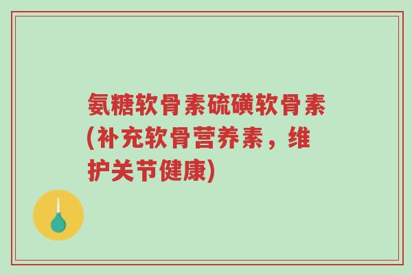 氨糖软骨素硫磺软骨素(补充软骨营养素,维护关节健康)-第1张图片-超越 氨糖软骨素硫磺软骨素(补充软骨营养素,维护关节健康)-第1张图片-超越