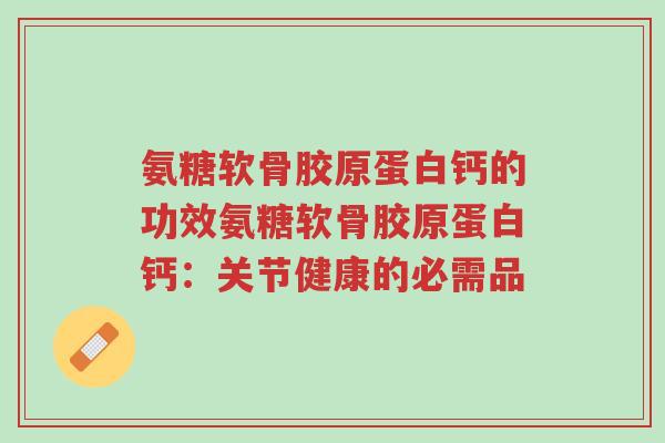 氨糖软骨胶原蛋白钙的功效氨糖软骨胶原蛋白钙:关节健康的必需品-第1张图片-超越 氨糖软骨胶原蛋白钙的功效氨糖软骨胶原蛋白钙:关节健康的必需品-第1张图片-超越