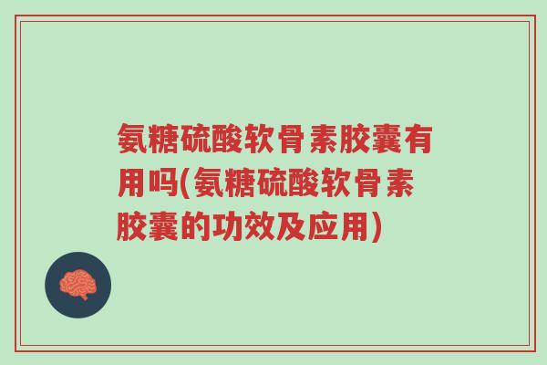 氨糖硫酸软骨素胶囊有用吗(氨糖硫酸软骨素胶囊的功效及应用)-第1张图片-超越